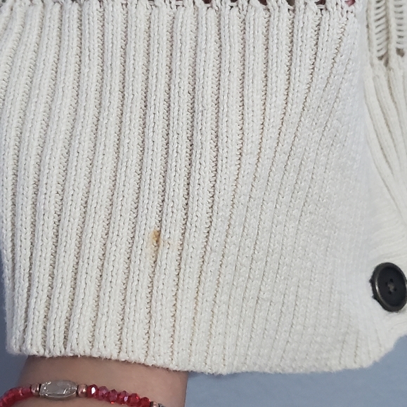 MUDD 100% Cotton Country White Plunging V-Neck Crochet Buttom Down Vest Size XL - Picture 6 of 11